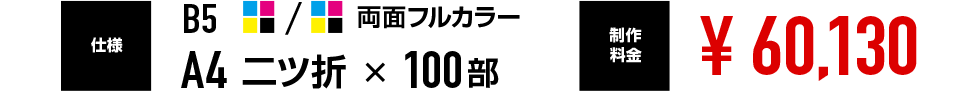 B5 両面フルカラー A4 二ツ折 100部 ¥60,130